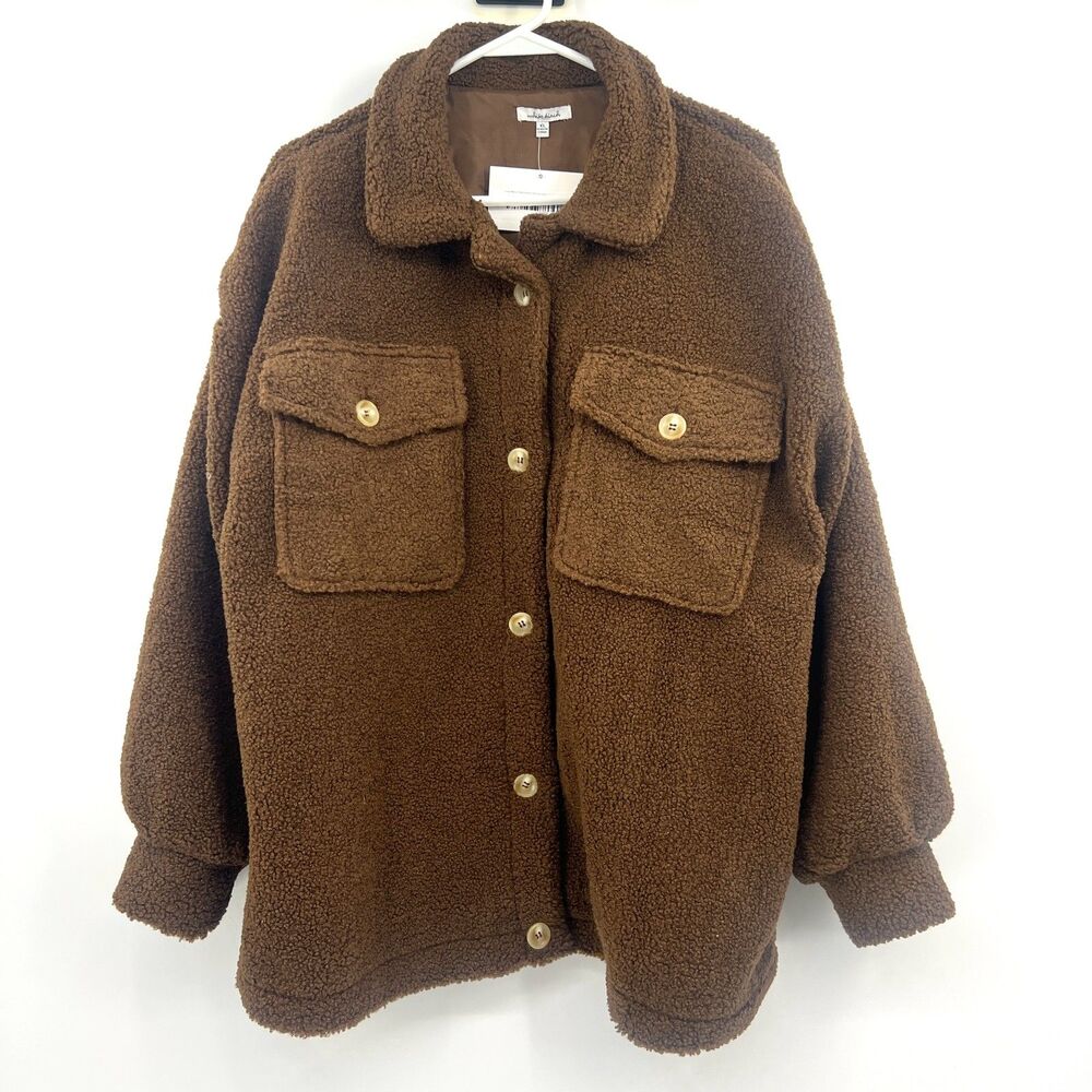 NWT White Birch Teddy Brown Sherpa Shacket Jacket Womens XL